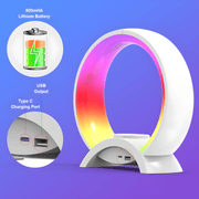 COOMAER RGB Ambient Circular Night Light Speaker with 15W Wireless Reverse Charging, Alarm Clock,Bluetooth Multi-Device Connection