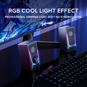 COOMAER RGB Desktop Speakers 2.0 Channel Stereo with Colorful LED Lights for PC, Smartphone, and Tablet