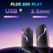 COOMAER RGB Gaming Speaker with Light Rhythm 3 Lighting Modes Immersive High-performance Plug and Play