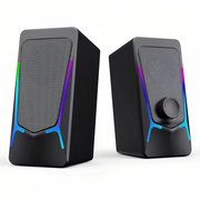 COOMAER RGB Desktop Speakers 2.0 Channel Stereo with Colorful LED Lights for PC, Smartphone, and Tablet