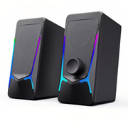 COOMAER RGB Desktop Speakers 2.0 Channel Stereo with Colorful LED Lights for PC, Smartphone, and Tablet