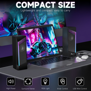 COOMAER Modular RGB Gaming Speakers with 7 Light Modes Easy Adjustment Supports Mobile PC Tablet Low Latency Connection